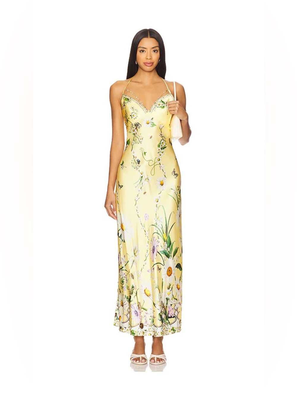 CAMILLA SILK FLORAL DAISY CHAINS DETAIL SLIP STRAPPY MAXI DRESS - Picture 7 of 14